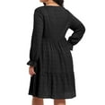 thumbnail image 2 of Cuteduck Women Plus Size Fall Casual Long Sleeve Dress Round Neck Tiered Knitted Flared Sleeve Midi Ruffle Dress 1X-5X, 2 of 7