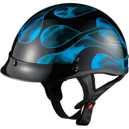 GLX DOT Half Motorcycle Helmet, Flame Blue, S - Walmart.com