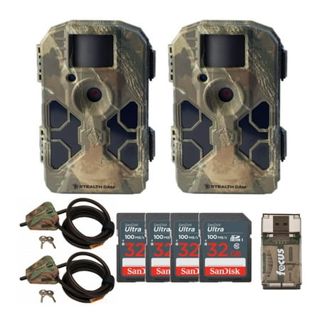 Stealth Cam G42NG 32MP No-Glow Trail Camera (2-Pack) with Cables 32GB SD Cards and Card Reader