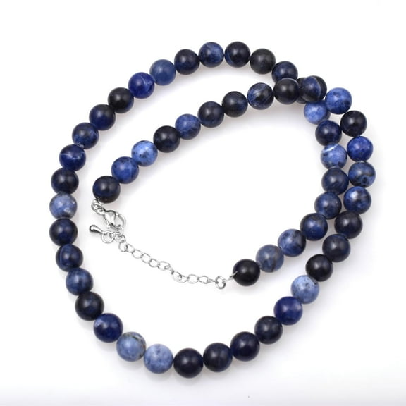 Sunburst Natural AAA Sodalite Gemstone 8 MM Round Smooth Beads Necklace Adjustable Mala Jewelry