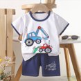 thumbnail image 2 of HCNTES Toddler Boy Summer Clothes Outfits Kids Cotton Short Sleeve Shirt Shorts Set(Sky Blue,2-3 Years), 2 of 4