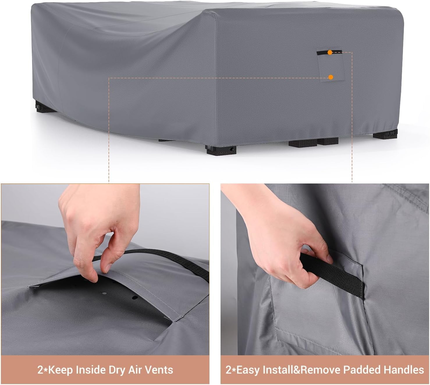 Waterbb Heavy Duty Patio Furniture Covers, Outdoor Furniture Covers Waterproof Sectional Sofa Set , Patio Table and Chair Set Cover 128"L×83"W×28"H,Grey