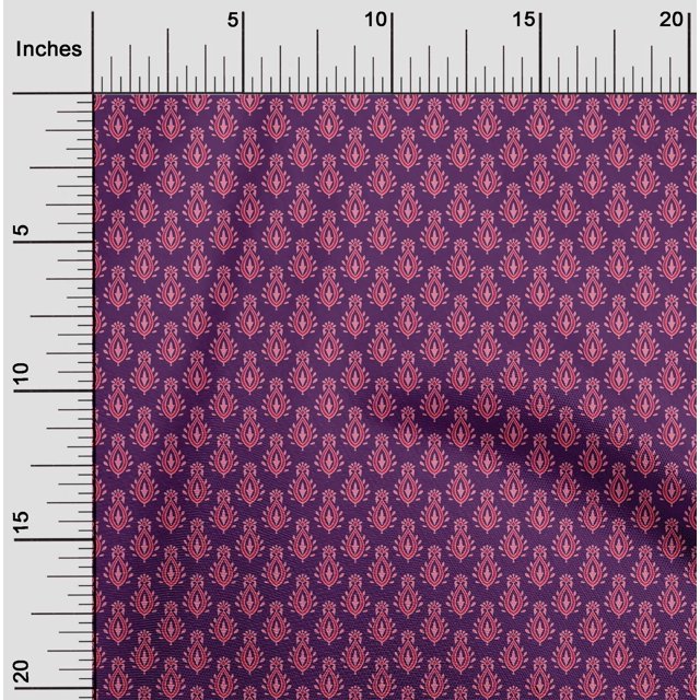 oneOone Cotton Cambric Fabric Floral Block Printed Craft Fabric BTY 56 Inch Wide