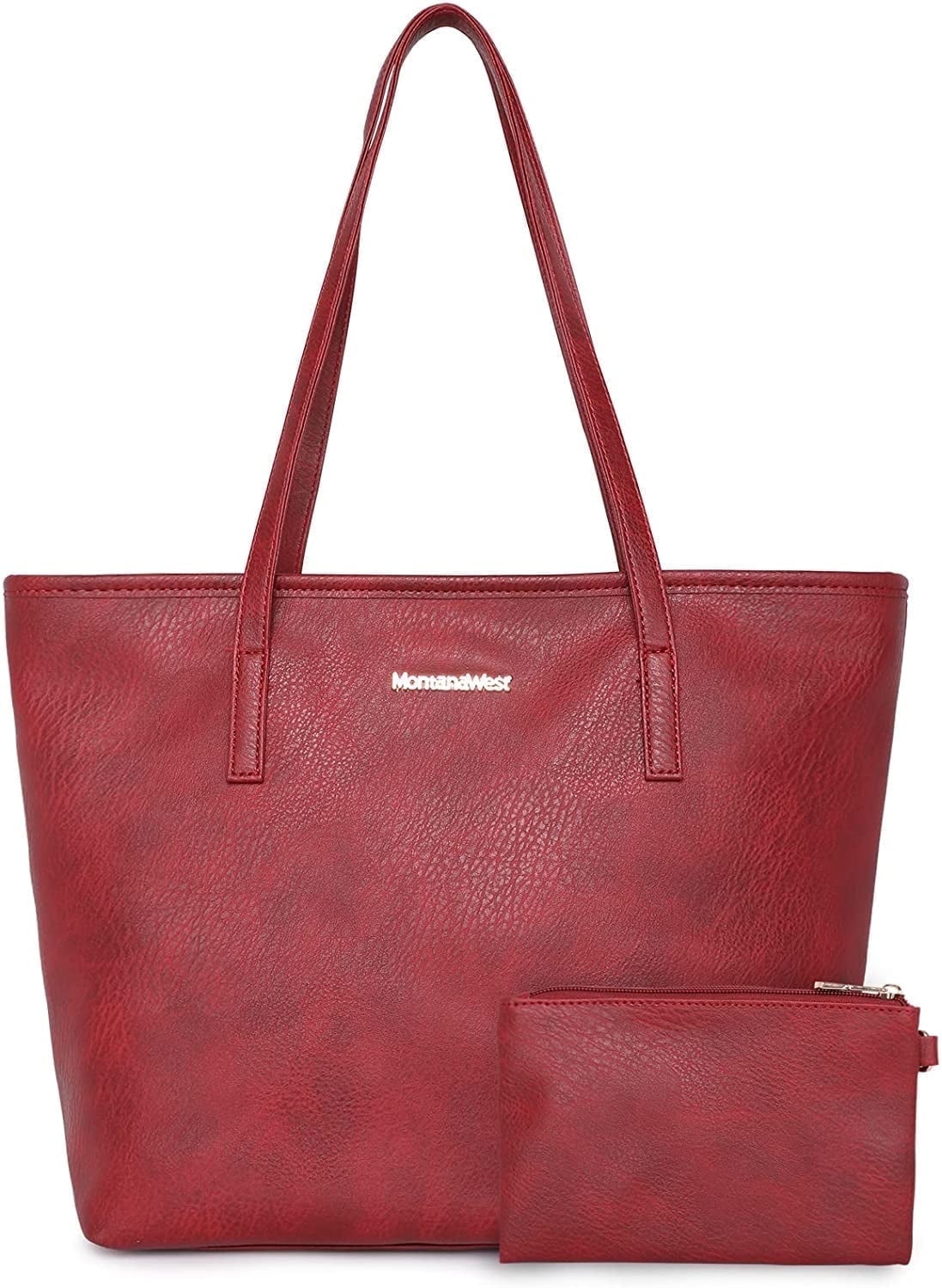 Montana West Tote Bags Vegan Leather Purses and Handbags for Women Top Handle Ladies Shoulder Bags, Red