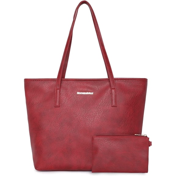 Montana West Tote Bags Vegan Leather Purses and Handbags for Women Top Handle Ladies Shoulder Bags, Red