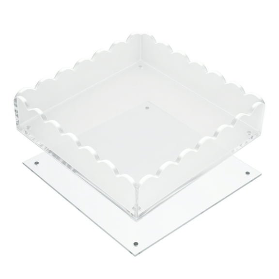 Unique Bargains Magnetic Acrylic Tray Scalloped Design Versatile Organizer and Display Holder Clear Square