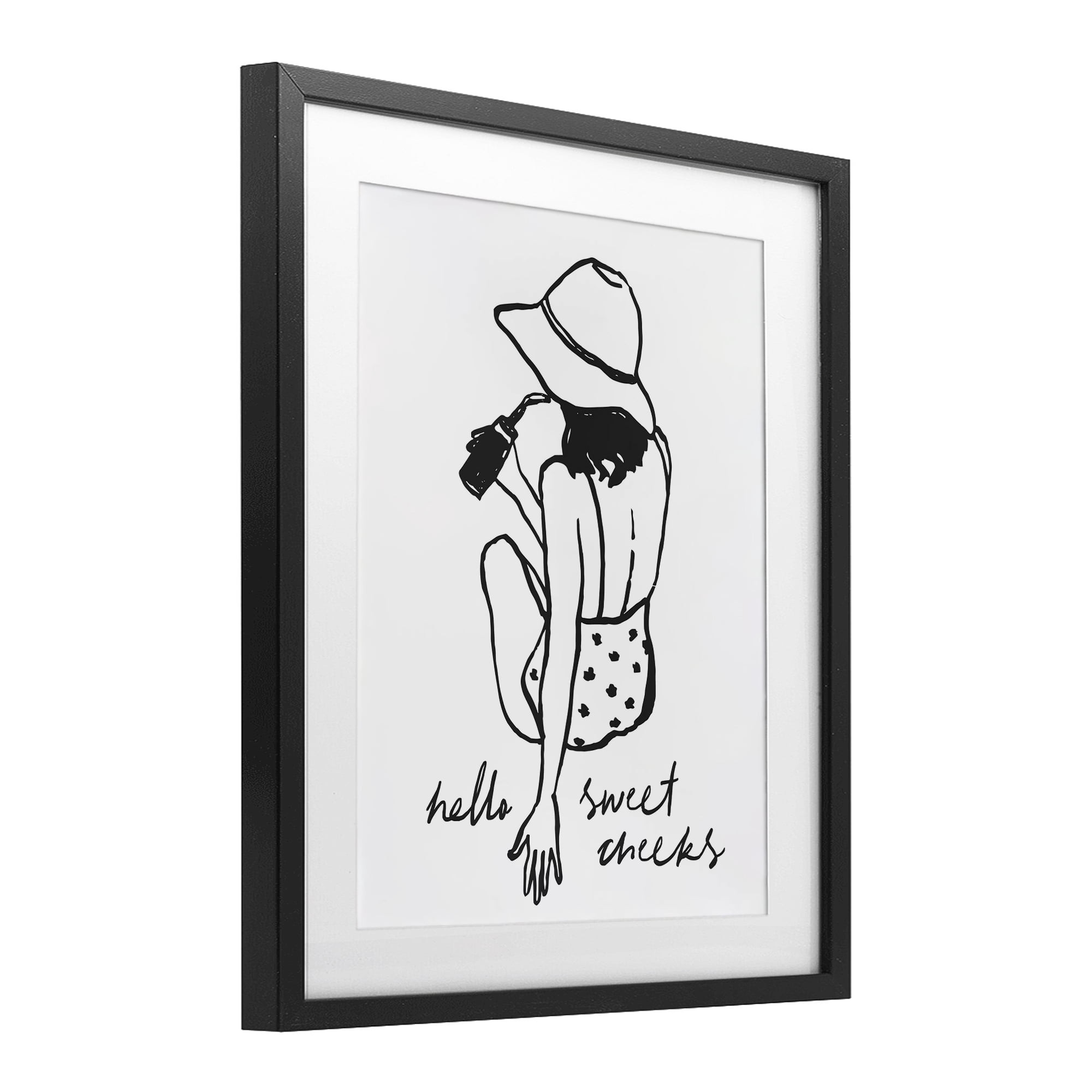 Stupell Industries Bathroom Refresh Sweet Cheeks Black Framed Print Under Glass, design by Lettered and Lined