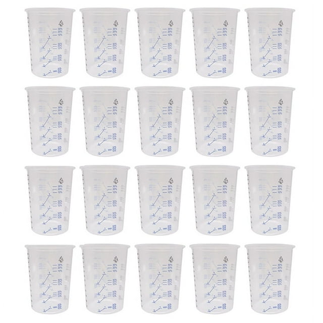 Vasos de plástico desechables para mezclar pintura, 20 unidades, vasos medidores para resina epoxi, 600 ml