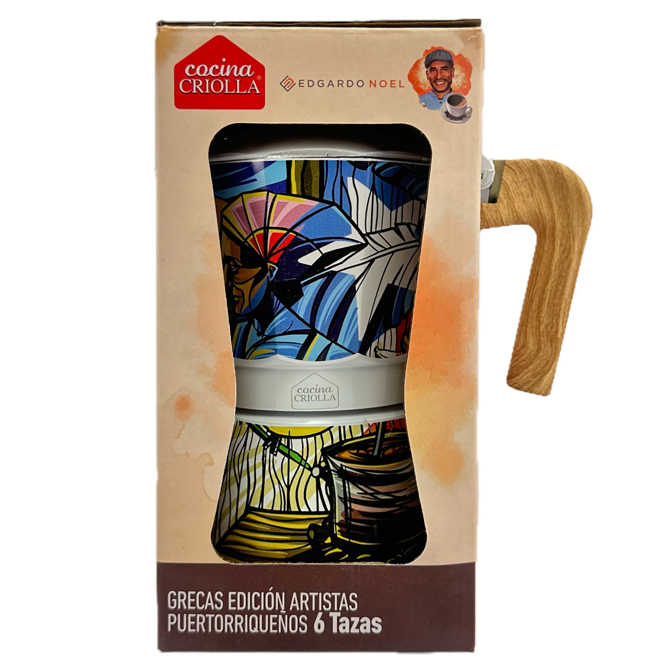 Cocina Criolla 6-Cup Aluminum Greca, Puertorican Artist Edition