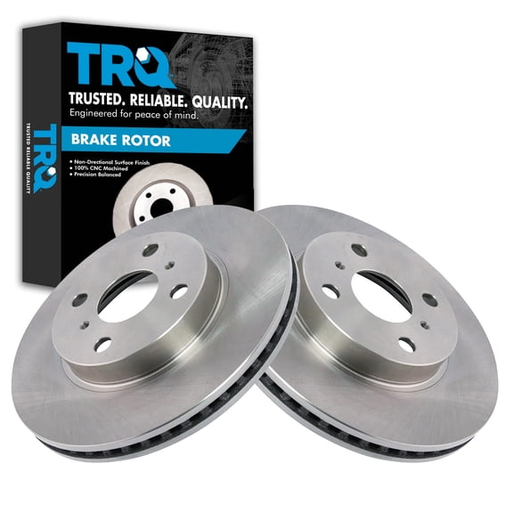 TRQ Front Brake Rotors Set Vented Fits Select 2013 Scion iQ 2012-2019 Toyota Prius C 2007-2018 Yaris