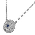 thumbnail image 2 of 925 Sterling Silver White Blue CZ Round Hamsa Evil Eye Womens Pendant Necklace, 2 of 4