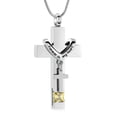 thumbnail image 2 of Customize Double Cross with Birthstone Memorial Cremation Jewelry for Ashes Holder Urn Necklace for Ashes of Loved One Ashes Pendent for Ashes and Chain -Forever in My Heart, 2 of 2