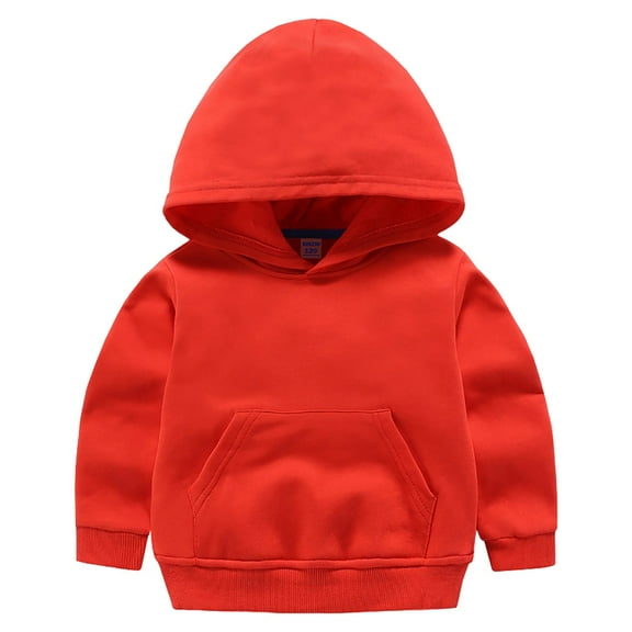 UAYOTSE Boys Long Sleeved Hooded Sweatshirt Comfortabl Warm Fashionable Casual Solid Color Sports Sweatshirt(3-4 Years,P10-Red)
