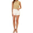 thumbnail image 2 of INSPIRE CHIC Chemise Sans Manches à Col Pointu à Simple Boutonnage pour Femme P Beige, 2 of 6