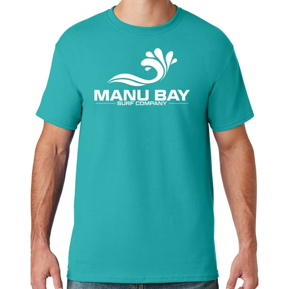 Mens Manu Bay Surf Company WHITE LOGO T-shirt, 5XL Jade