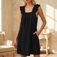 thumbnail image 4 of DHFJKG Summer Dresses For Women Casual Sleeveless Square Neck Ruffle Spaghetti Strap Flowy Mini Dress Beach Sundress Soft Dresses, 4 of 6