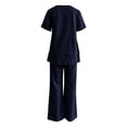 thumbnail image 7 of MLCDZ Plus Size Mother of Bride Pant Suits 2 Piece Chiffon Sets Round Neck Short Sleeves Top and Flowy Baggy Pants Ruffle Layers Wedding Guest Outfit, 7 of 7