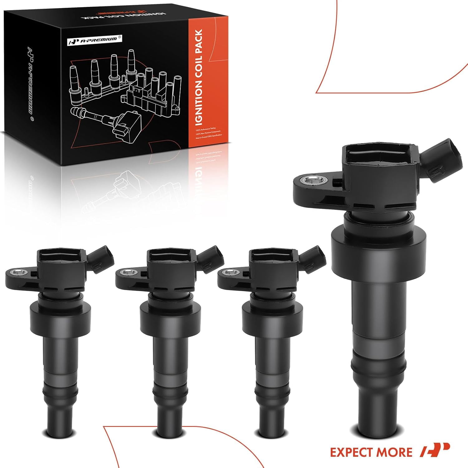 A-Premium Ignition Coil Pack Replacement for Hyundai Accent 2012-2017 Veloster Kia Rio Soul 2012-2016 l4 1.6L 4-PC Set