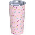 thumbnail image 2 of Colored Confetti 20oz Tumbler with Lid and Straw for Women, Pink Donut Glaze Confetti Insulated Mug Donuts Sprinkles Theme Stainless Steel Tumbler Double Wall Vacuum Travel Mug Coffee Cup, 2 of 6