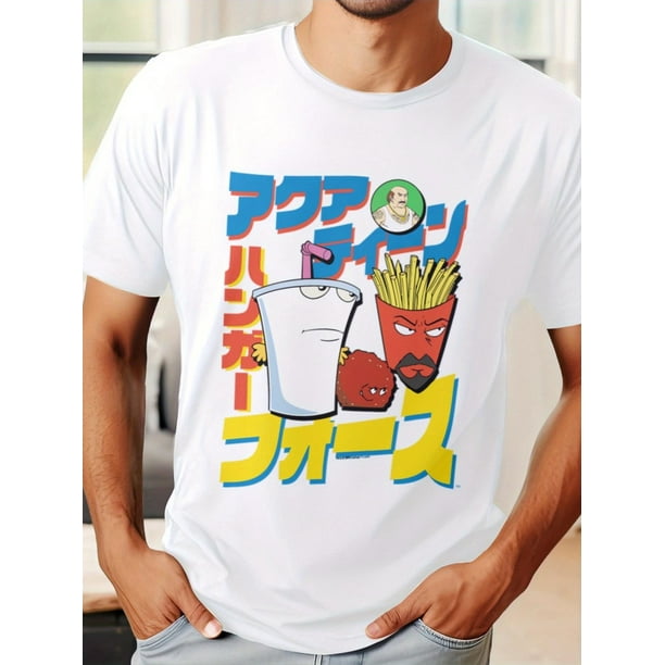 Men's Summer Short Sleeve T-Shirt with Front Print - Comfortable, Breathable Fabric, Casual Sporty Style- Aqua Teen Hunger Force Japanese Comic Tee For Adult, Men, Women, Teen, Teenager, Adolescent,Y