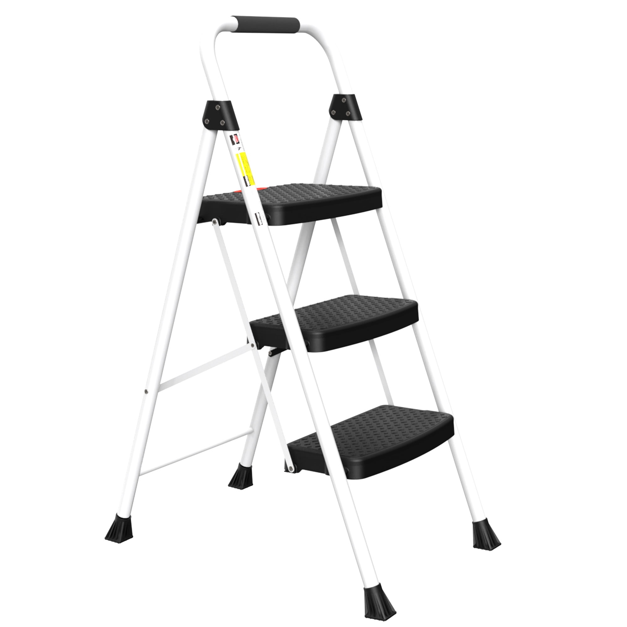 HBTower 3 Step Steel Ladder with Snap-Lock, 330 lbs Capacity, White