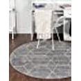 thumbnail image 3 of Unique Loom 3151516 3 x 3 ft. Geometric Trellis Frieze Round Rug, Light Gray, 3 of 15