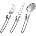 thumbnail image 1 of Juego de cubiertos para acampar (tenedor/cuchillo/cuchara), cuchillo plegable portátil, tenedor, cuchara para acampar al aire libre, senderismo, Picnic, plateado, 1 of 5