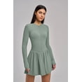 thumbnail image 5 of PISONIC Women Tennis Dress Long Sleeve Athletic Outfit with Built in Shorts Mini Golf Workout Dress with Pockets, 5 of 8