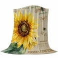 thumbnail image 6 of Vintage Sunflower Blanket Soft Cozy Warm Throw Blanket for Couch, Plush Fuzzy Flannel Fleece Blankets for Sofa, Pastoral Floral Retro Art Watercolor Bed Blankets Lightweight Gifts for Women, 40"x60", 6 of 9