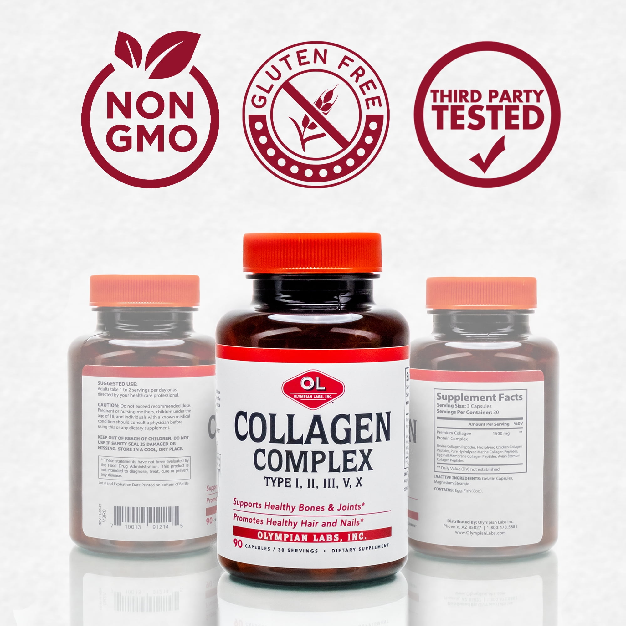 Olympian Labs Collagen Complex Type I, Ii, Iii, V, X 90 Caps