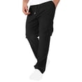 thumbnail image 4 of GuangCheng Mens Pull On Cargo Joggers,Ribbed Textured,Elastic Waist,Multi Pocket,Pull On锛孋asual Sport Pants,Black,Size 3XL, 4 of 4