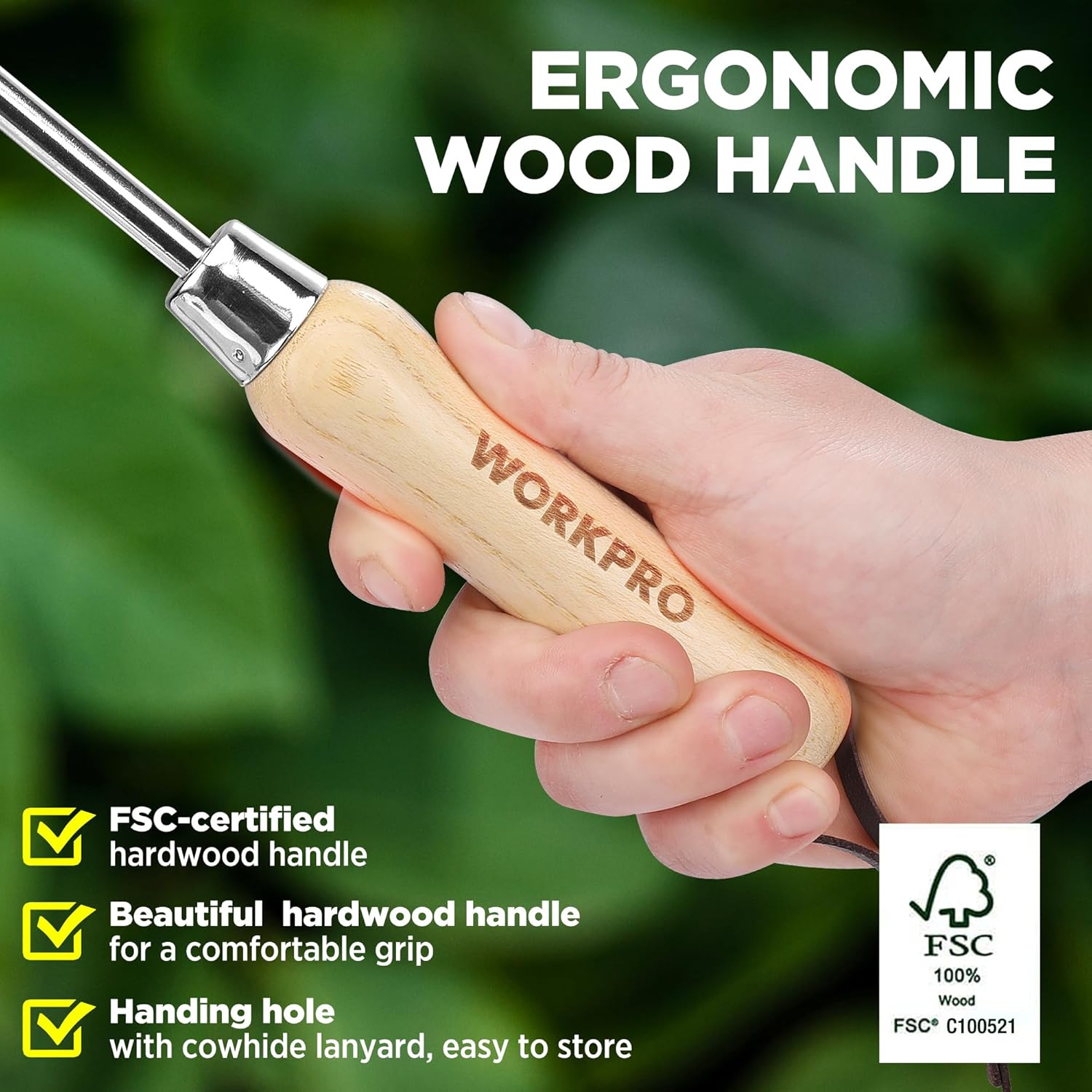 Cordless Grass Shear & Shrubbery Trimmer with Wood Handle - Lightweight Hedge Cutter for Lawn and Garden
