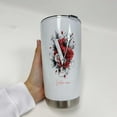 thumbnail image 3 of Floral Personalized Initial 'V' 20oz Tumbler for Women, Custom Coffee Travel Mug with Lid, Flower Art Stainless Steel Cup, Birthday Present, Wedding Keepsake, 3 of 6