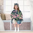 thumbnail image 7 of FORMRS Wearable Blanket Hoodie with Sleeves for Kids Cozy Flannel Sweatshirt, Green Floral, 7 of 7