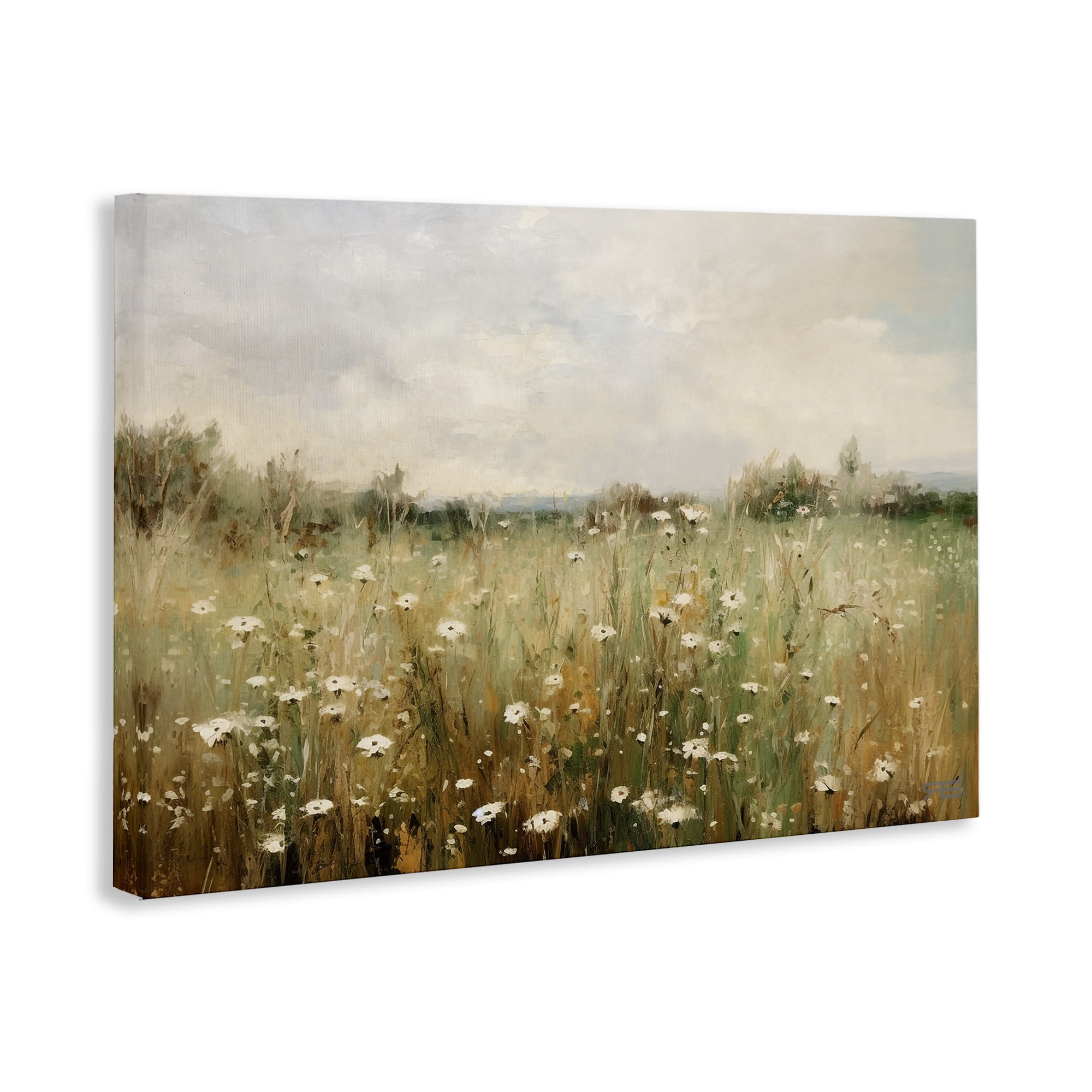Stupell Industries Country Daisy Field Landscape Painting Gallery Wrapped Canvas Art Print Wall Art, 36 x 24