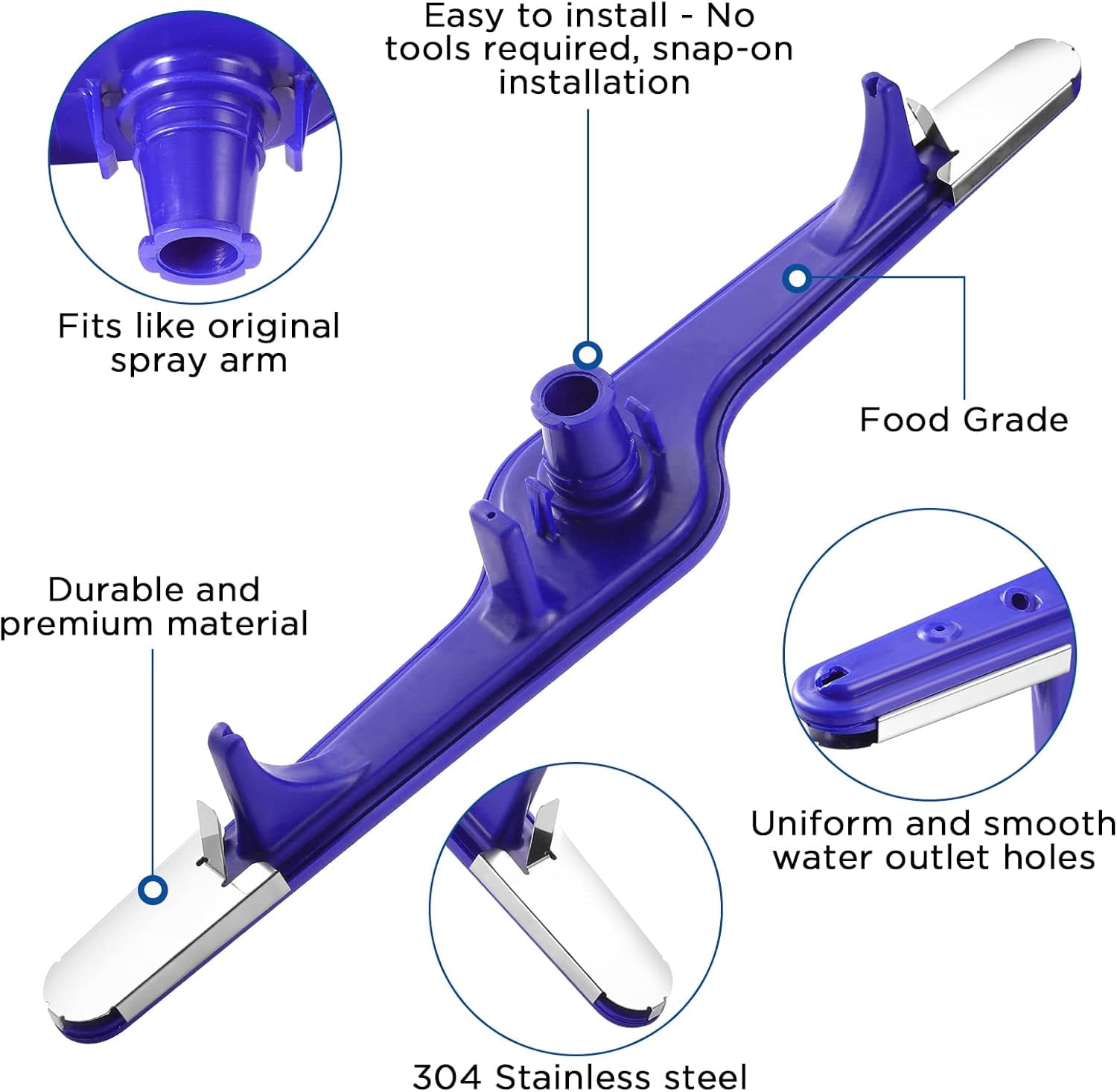 154568001 5304517203 Dishwasher Lower Spray Arm for Kenmore Replaces Dishwasher Parts 154414101 154568002 1542508 154250801 154250901 AP3958746 PS1524955 Dishwasher Spray Arm- Blue