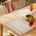 thumbnail image 4 of Tan Stripes Placemats Set of 8 Modern Minimalist Lines Grid Beige Place Mats Indoor Wipeable Table Mats Washable Cloth Dining Table Placemats for Kitchen Holiday Party Home Decor 13x19 Inch, 4 of 9