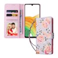 thumbnail image 1 of Compatible avec Samsung Galaxy A33 5G Cas Rétro Fleur Dorée PU Cuir RFID Bloquant Portefeuille Cover, 1 of 5