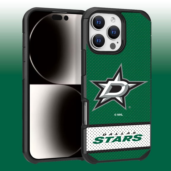 Apple iPhone 16 Pro Max (6.9) - NHL Licensed Dallas Stars Team Logo on Jersey Textured Dual Layer Case