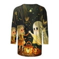 thumbnail image 4 of SDNall Womens Halloween Shirts Cute Ghosts Print Cute Funny Graphiccrewneck 3/4 Sleeve Tops Halloween Gift T Shirt (S-XXXL,Black), 4 of 5