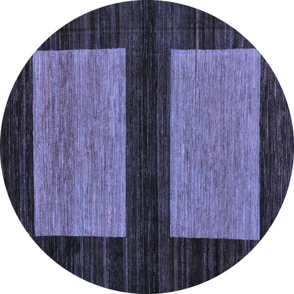 Ahgly Company Indoor Round Abstract Blue Modern Area Rugs, 5' Round