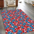 thumbnail image 3 of Blue Floral Washable Area Rugs 2.7'x5', Flower Leaves Farmhouse Red Background Low Pile Throw Living Room Rug Non-Slip Sturdy Edge Binding Carpet for Indoor Entryway Bedside Kitchen, 3 of 9