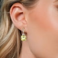 thumbnail image 3 of Gem Stone King 925 Silver and 10K Yellow Gold Yellow Lemon Quartz and Moissanite and White Lab Grown Diamond Dangle Earrings for Women | 13.91 Cttw | Gemstone Birthstone | Cushion Checkerboard 12MM, 3 of 6