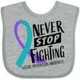 thumbnail image 3 of Inktastic Never Stop Fighting Suicide Prevention Awareness Ribbon Boys or Girls Baby Bib, 3 of 4