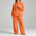thumbnail image 5 of NominalSnug Flannel Pajamas for Women Sets Full Zip up Fuzzy Fleece Cardigans Wide Legh Pants Winter Thicken Warm Lounge Sleepwear 2 Piece, 5 of 8