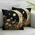 thumbnail image 3 of COMIO  Abstract Boho Gold Moon Stars Flowers Decorative Pillowcase Throw Pillow Cover, Modern Art Crescent Moon Sky for Sofa Bed Room Home Bohemia Decor, 3 of 5