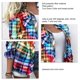 thumbnail image 3 of Camisa a cuadros para mujer ANGGREK de Manga larga con Bolsillo en el pecho, 3 of 4