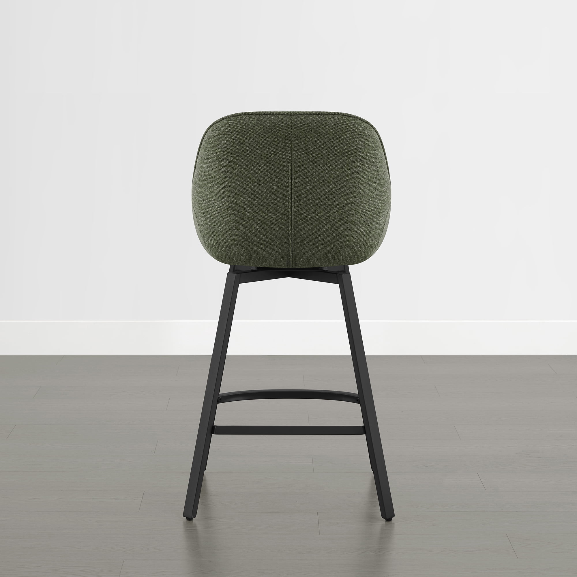 Spruce & Spring Modern Upholstered Bar Stool with Back, Metal Frame Counter Height Stool with Footrest for Kitchen Island Dining, Boucle Fabric, Set of 2, Green