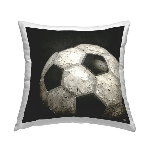 Stupell Industries Distressed Soccer Ball Decorative Printed Throw Pillow, 18 x 18