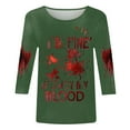 thumbnail image 4 of Casual 2024 Tshirts For Women Vintage Fashion Round Neck Quarter Sleeved Printed Loose Top Cotton Tees, 4 of 4